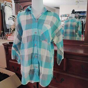 Long Sleeve Polyester/Cotton Pastel Button Down Shirt